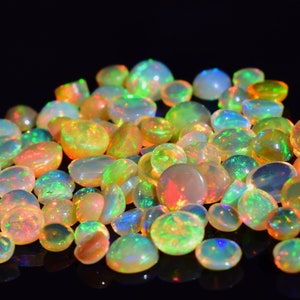 AAA Quality Round Ethiopian Opal Cabochon, Natural Full Play Fire Ethiopian Opal Loose Gemstone Cabochon, 3mm to 10mm Round Available