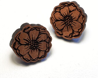 Magnolia Flower - Wood Earrings