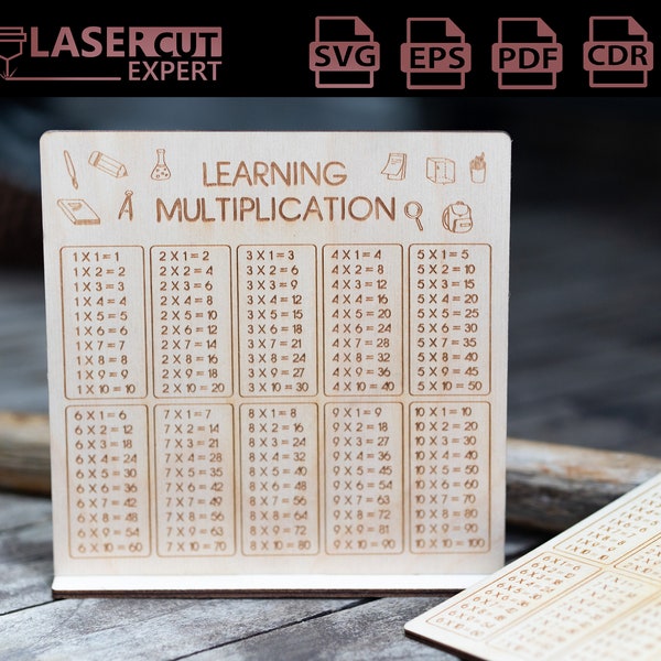 Multiplication Tables SVG  for Laser Cutting | Multiplicatin Charts Laser Cut File | Instant Download