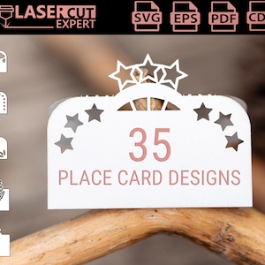Tarjetas de nombre SVG / Plantillas de tarjetas de lugar de boda / Corte láser, Cameo Cricut svg cdr Archivo / Vector Cricut diseños / Descarga instantánea