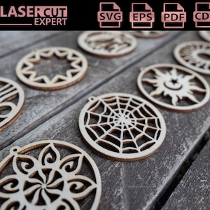 Set of 10 Laser Cut Necklace - Vector SVG files for laser cutting - Glowforge Pendant file