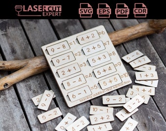 Montessori Learning Math SVG Laser Cut File | Learning Addition and Substraction | Educational SVG Laser Ready Cut File - Instant Download