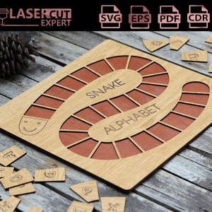Montessori Snake Alphabet Puzzle | Learning alphabet SVG Laser Cut File | SVG Laser Ready Cut File - Instant Download