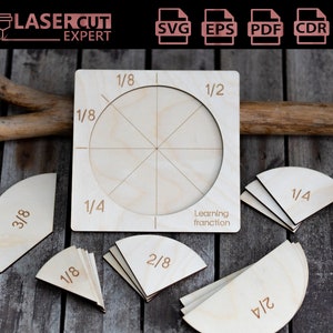 Montessori Toys | Fractional Disc Laser Cut SVG File | Digital Laser Cut Files, Glowforge SVG | Childrens Educational Learning