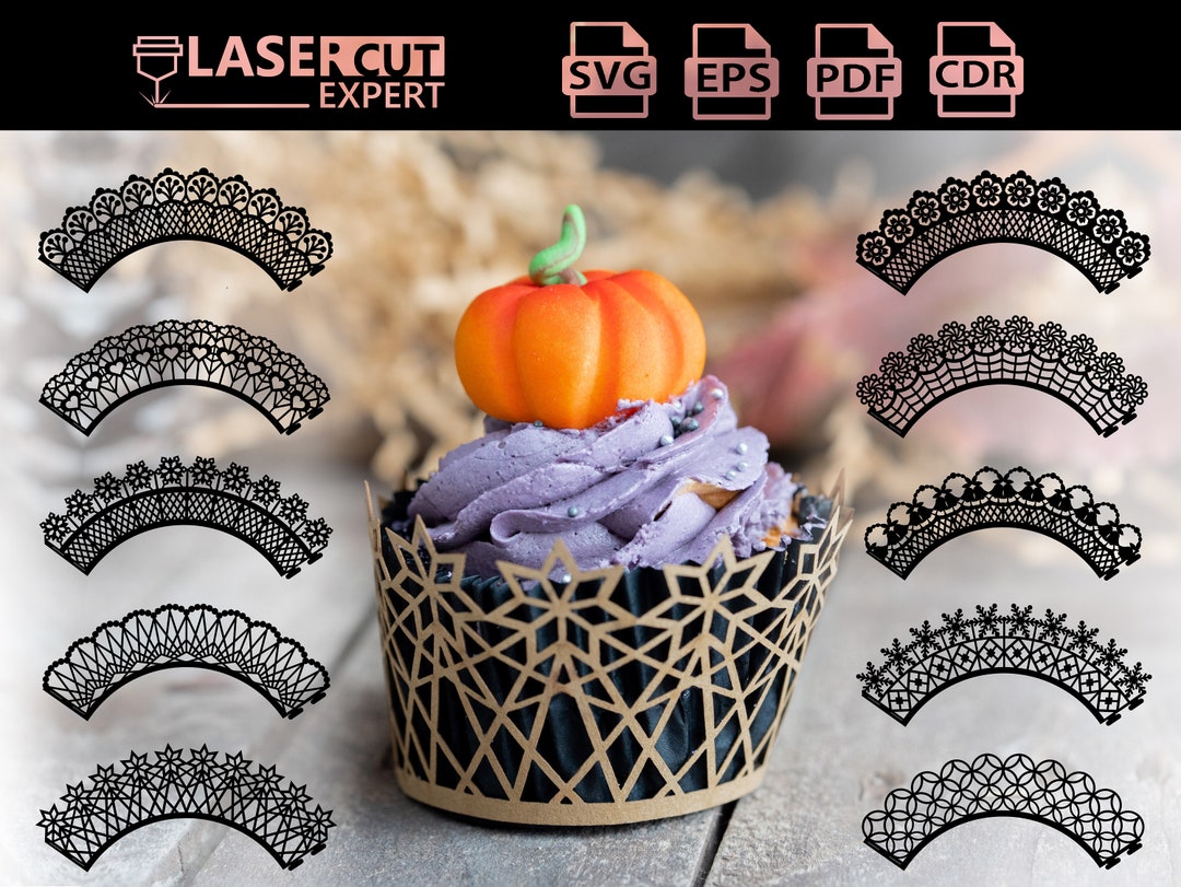 16 Cupcake Wrapper Digital Templates SVG Pdf Eps Vector Files | Laser ...