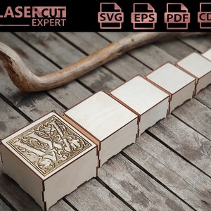 Set of 6 Laser Cut Storage Boxes, Storage Rack with Letter W Engaving Designs - Vector SVG files for laser cutting wood - Glowforge