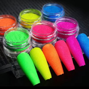 Neon Pigment Powder For Nails, 6 Colors Solid Neon Nail Powder
