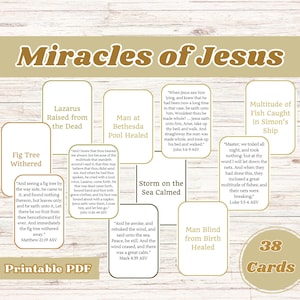 Wunder von Jesus, Jesus Wunder, Bibel Karteikarten, Kinder Bibel Karten, Kinder Bibel druckbar, Sonntagsschule, Jesus druckbar, Schriftkarten