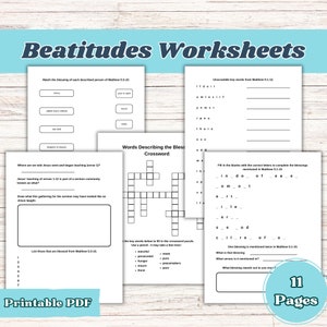 The Beatitudes, Beatitudes, Beatitudes Printable, Matthew 5, Bible Worksheets, Kids Bible Study, Kids Bible Lessons, Sunday School