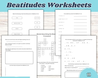 The Beatitudes, Beatitudes, Beatitudes Printable, Matthew 5, Bible Worksheets, Kids Bible Study, Kids Bible Lessons, Sunday School
