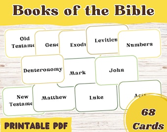 Books of the Bible Flashcards, Books of Bible Cards for Kids, Kids Bible Activity, Kids Bible Printable, Sunday School, Kids Bible Study