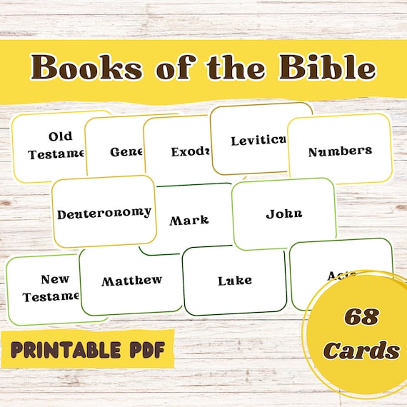 Books of the Bible Flashcards, Books of Bible Cards for Kids, Kids Bible Activity, Kids Bible Printable, Sunday School, Kids Bible Study