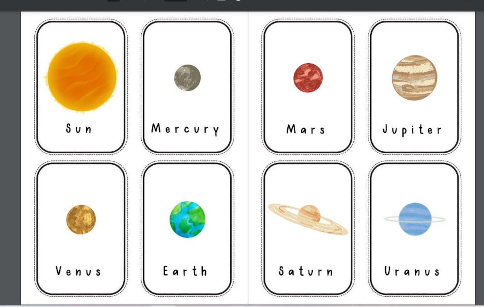 Solar System, Planets Cards, Printable Flashcards, Planets Printable ...