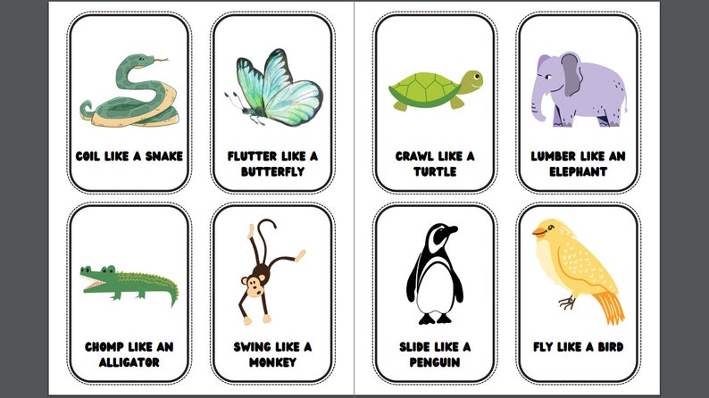 Kids Movement Cards Animal Flash Cards Animal Flashcards Kids Kids Movement Cards Animal Flash Cards Animal Flashcards Kids