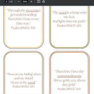 Psalm 119, Psalms, Psalms 119, Bible Flashcards, Kids Bible Cards ...