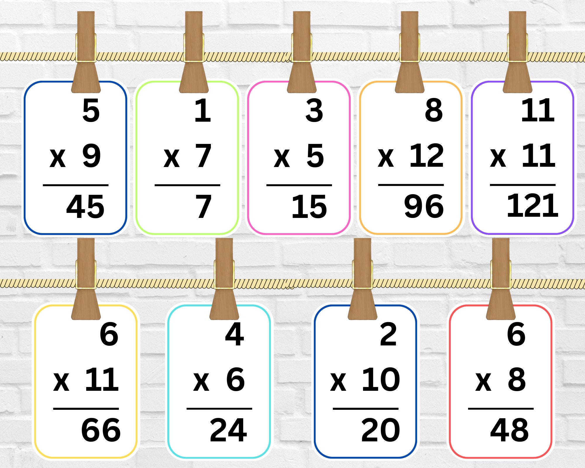 Multiplication Cards, Math Printables, Math Flashcards, Kids Math ...