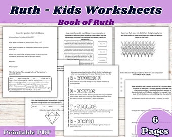 Libro de Rut, Hojas de trabajo bíblicas, Biblia de Rut, Estudio bíblico para niños, Rut, Actividades bíblicas, Historias bíblicas para niños, Escuela dominical, Lecciones bíblicas para niños