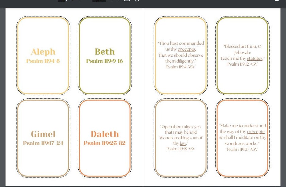 Psalm 119, Psalms, Psalms 119, Bible Flashcards, Kids Bible Cards ...