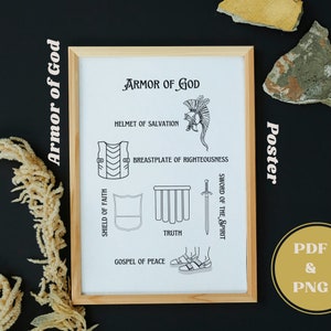 Armor of God Poster, God’s Armor, Ephesians 6, Armor of God, Armor of God Print, Armor of God Art, Sunday School, Kids Bible Printable