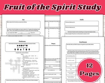Fruit of the Spirit, Galatians, Kids Bible Printable, Kids Bible Study, Bible Activity Pages, Bible Study Pages, Bible Activities