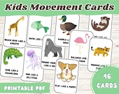 Kids Movement Cards, Animal Flash Cards, Animal Flashcards, Kids Flashcards, Printable Flashcards, Flashcards Printable, Kids Activity Set