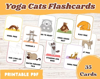 Cat Yoga, Cat Themed, Kids Yoga Cards, Yoga for Kids, Yoga Poses, Kids Mindfulness, Calming Cards, Kids Activity Cards, Yoga Printable