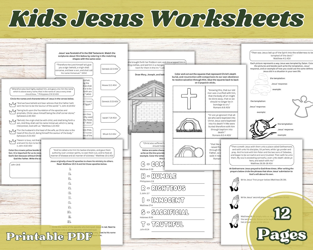 Life of Jesus, Bible Worksheets, Jesus Printable, Kids Bible Study