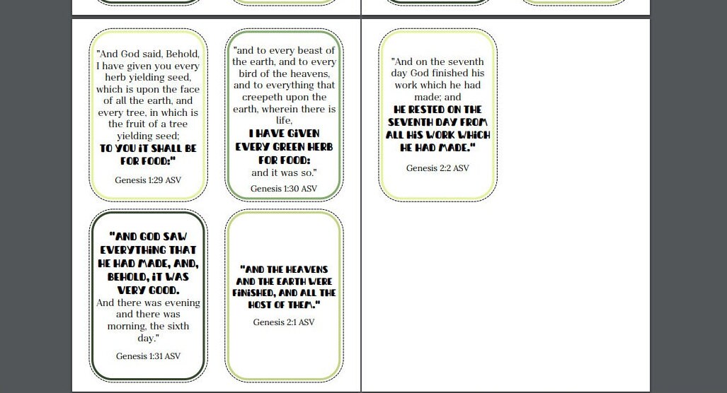 Genesis, Creation Bible Story, Kids Bible Cards, Bible Flash Cards