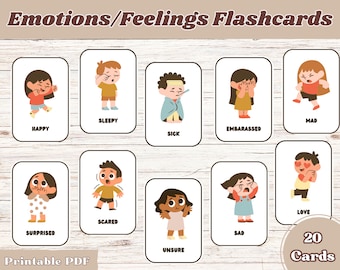Emotions Flashcards, Feelings Flashcards, Emotions Cards, Feelings Cards, Feelings Printable, Emotions Printable, Flashcards Printable