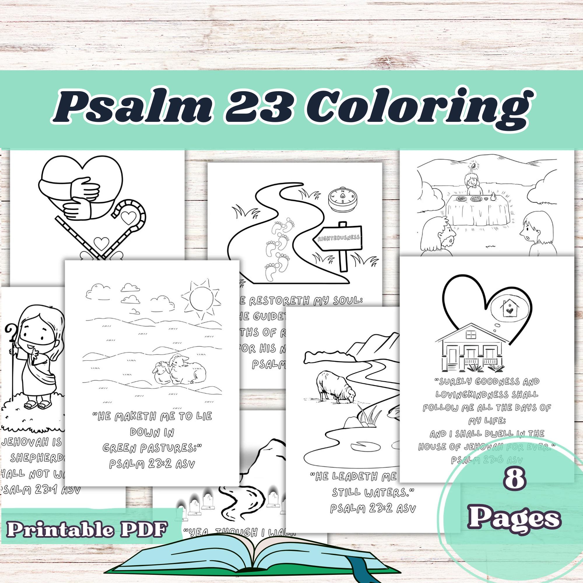 Psalm 23, Psalm 23 Printable, Psalms 23, Bible Coloring Pages, Bible Coloring Kids, Sunday School, Bible Coloring, Kids Bible Printable