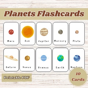 Solar System, Planets Cards, Printable Flashcards, Planets Printable, Kids Planets, Flashcards for Kids, Kids Solar System, Planets Print