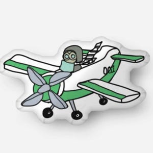 Green Flying Plane Custom Shaped Pillow