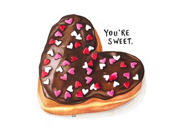 Valentines Day card | Heart donut artwork | valentines gift for him