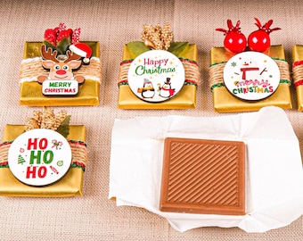 Personalized Christmas & New Year Chocolate Favours, Handmade Holiday Gift Boxes, Custom Xmas Chocolates for Coworkers, Family and Friends