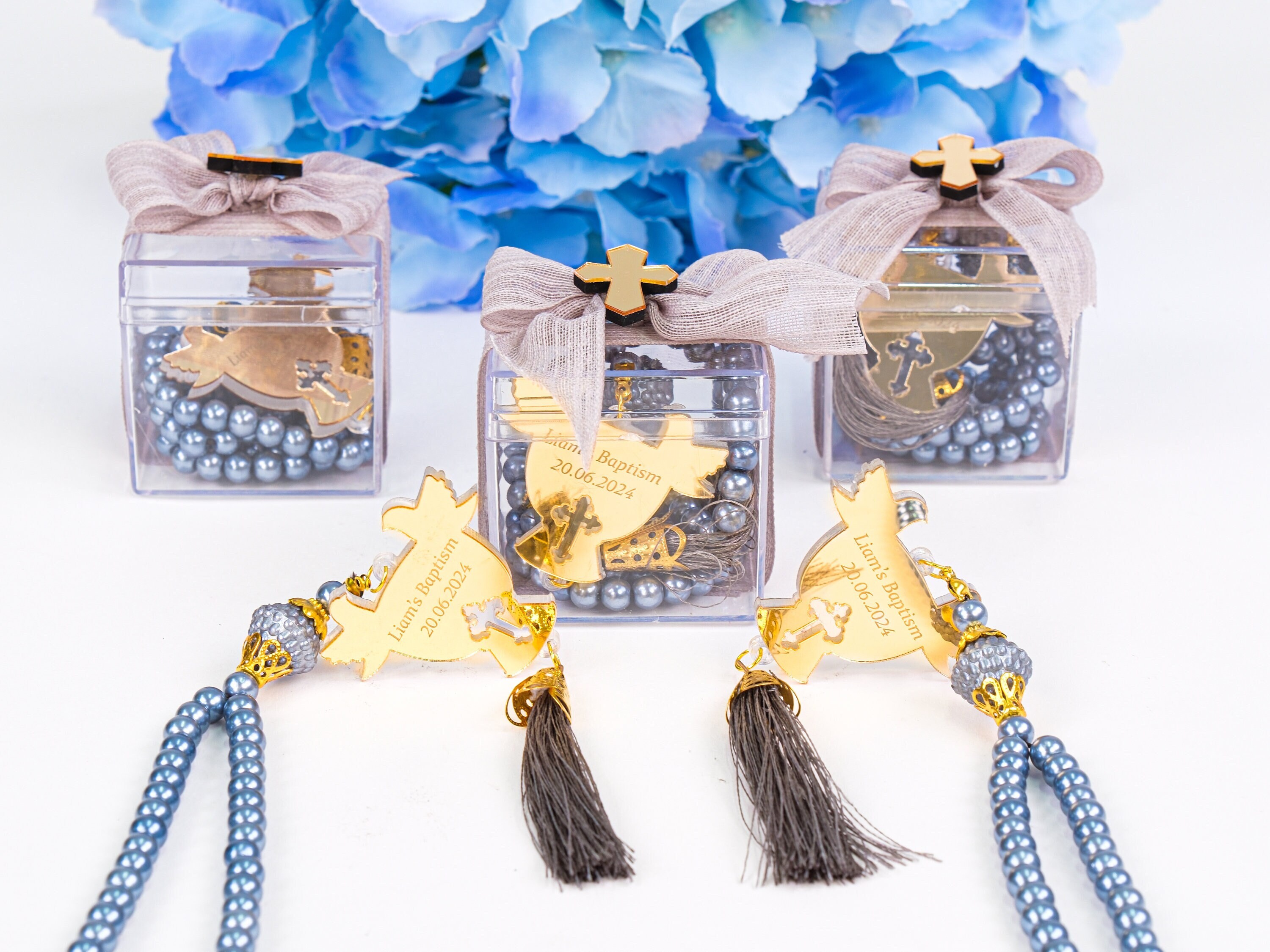 Handmade Baptism Rosary Favour for Guest, Christening Bulk Favour Rosary in Box, 1st Birthday Favor, First Communion Favor, Babyshower Favor