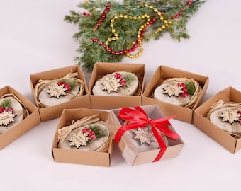 Christmas Scented Soap Bulk Favours, Personalised Happy Holiday Favour, Custom Christmas Table Decor, Coworker New Year Merry Christmas Gift