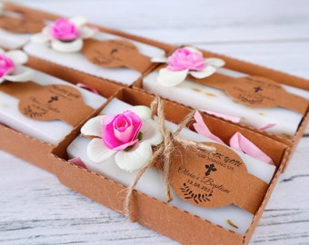 Handmade Soap Baptism Favours for Guests, Baptism Soap Favours, Personalised Soap Favours, Rustic Lavender Soap, 1st Communion Soap Favour