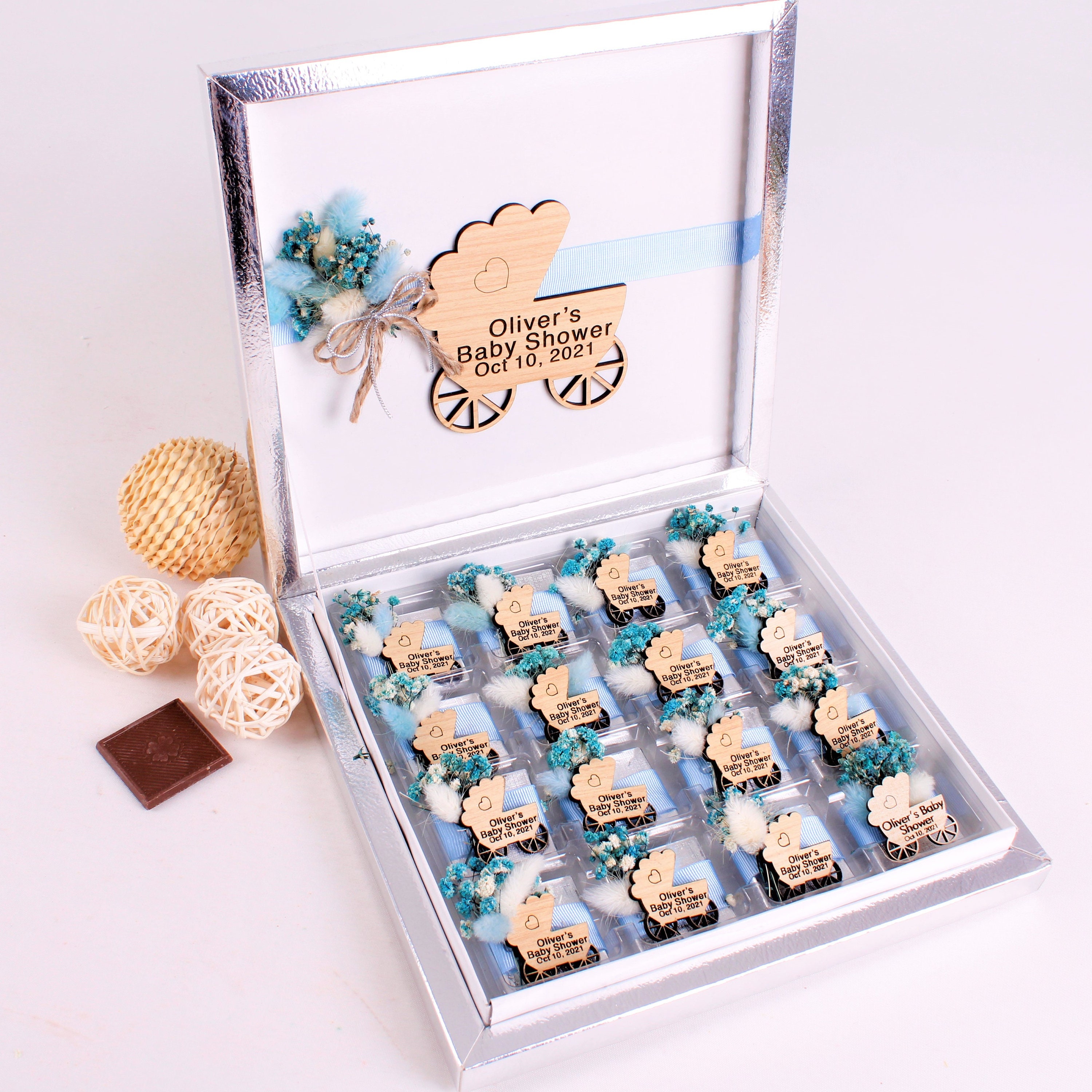 Handmade Baby Shower Chocolate Favors, Floral Decorated Chocolate Gift  Boxes, Birthday Chocolate Favors, 1st Communion Candies, Baptism - Etsy, image size:3000x3000