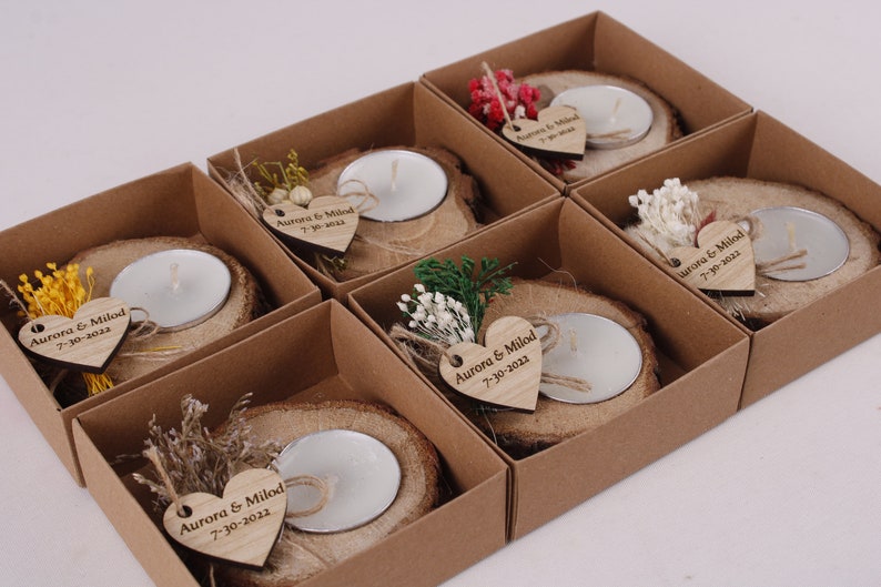 Wedding Party Favours for Guests in Bulk Bridal Shower Favors Wedding Rustic Unique Favors Tealight Holders Thank You Favor image 7