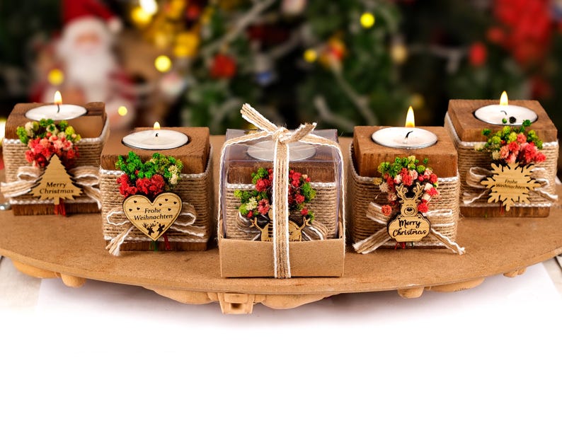 Christmas Decoration, Wooden Candle Holder, Christmas Gifts, Christmas Hosting Decor, Merry Christmas, Happy Holidays, Christmas Ornaments