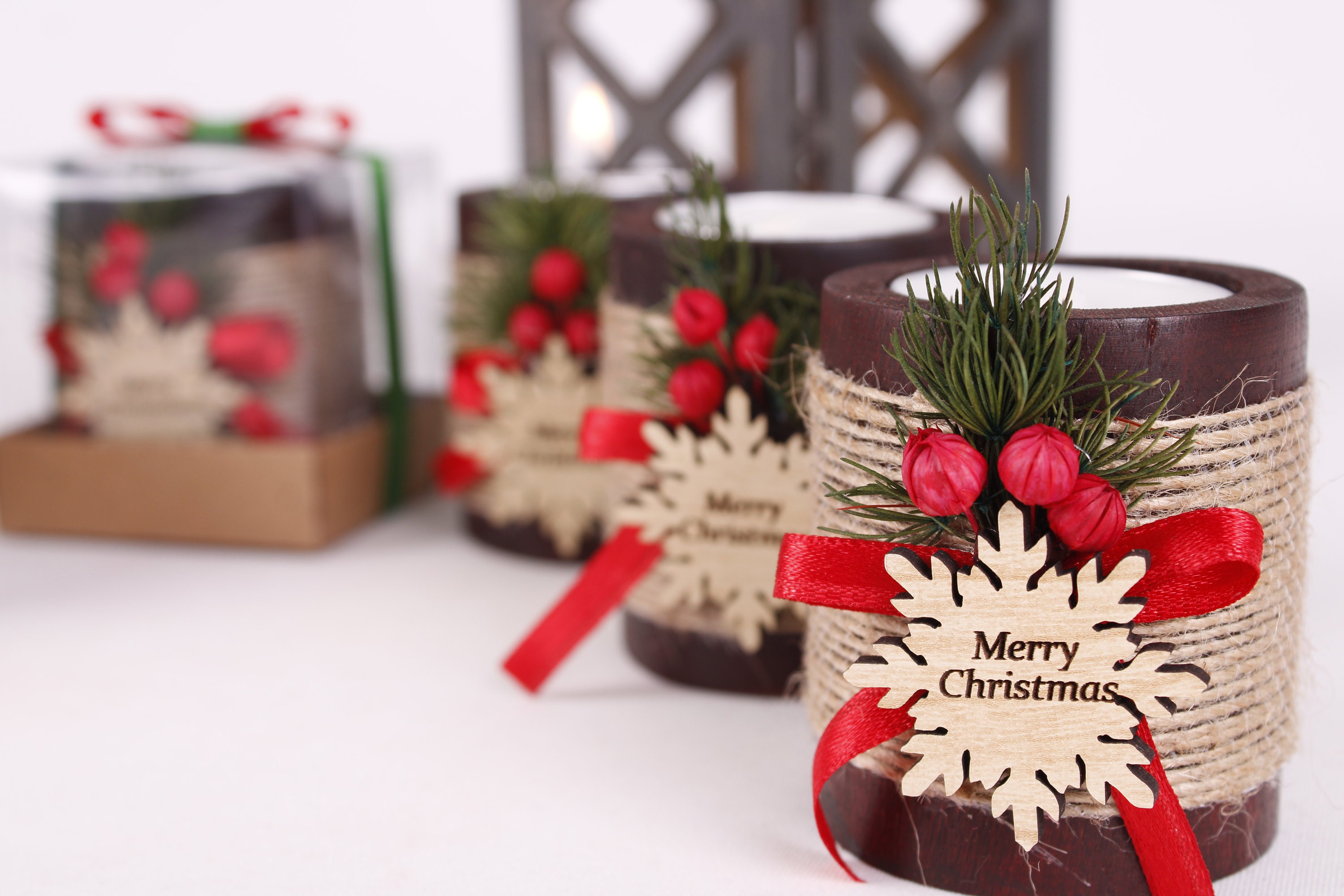 Christmas Personalized Candle Favor Christmas Wooden Candle Etsy UK