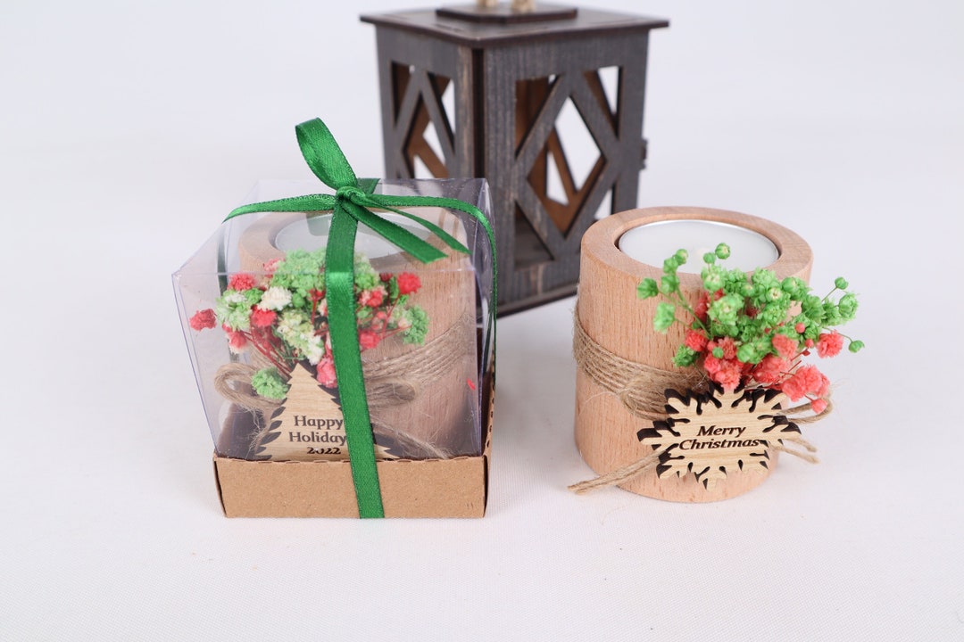 Christmas Personalized Candle Gifts, Christmas Wooden Candle Favours