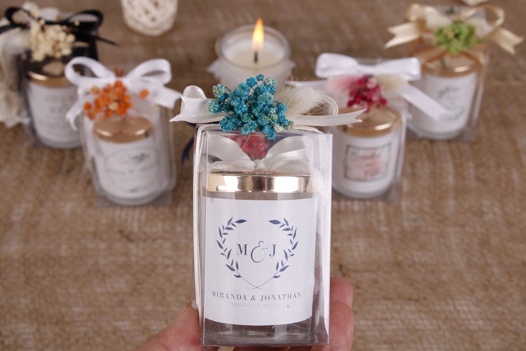 Personalised Wedding Candle Handmade Party Favors for Guests, Bulk Mini