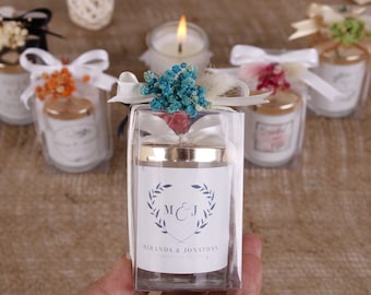 Cadeaux de fête faits main de bougie de mariage personnalisée pour des invités, cadeaux de mini bougies en vrac, bougie élégante en verre, bougies de douche nuptiale