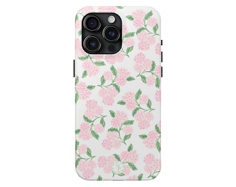 Hydrangeas Phone Case | Pink Preppy Girly Protective Durable | Gifts for Her | Maddenly Paperie