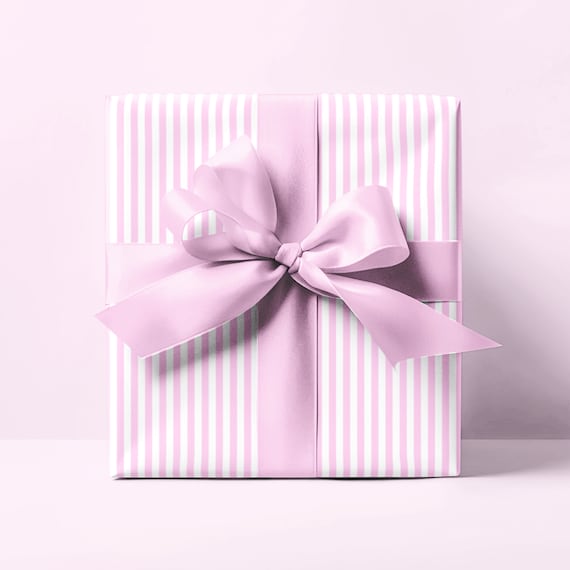 Pink Pinstripe Wrapping Paper: Girly Gift Wrap | Maddenly Paperie
