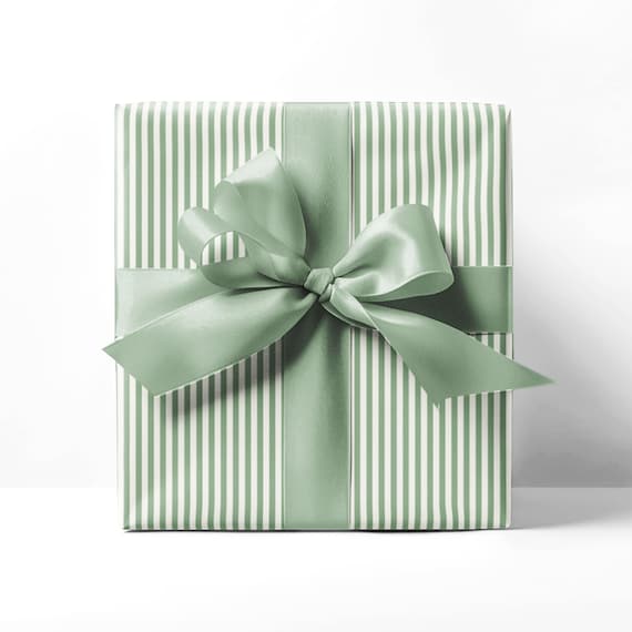 Green Pinstripe Wrapping Paper, Christmas Gift Wrap, Green and White  Wrapping Paper Roll 