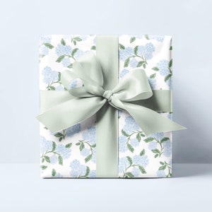 blue hydrangeas wrapping paper floral and pretty Baby Blue Hydrangeas Wrapping Paper, Floral Girly Preppy Gift Wrap (Baby Shower, Wedding, Bridal, Birthday Party, Valentines)
