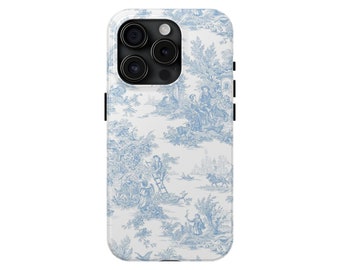 French Toile Phone Case - Blue Toile Protective Case for iPhone | Gifts for Her