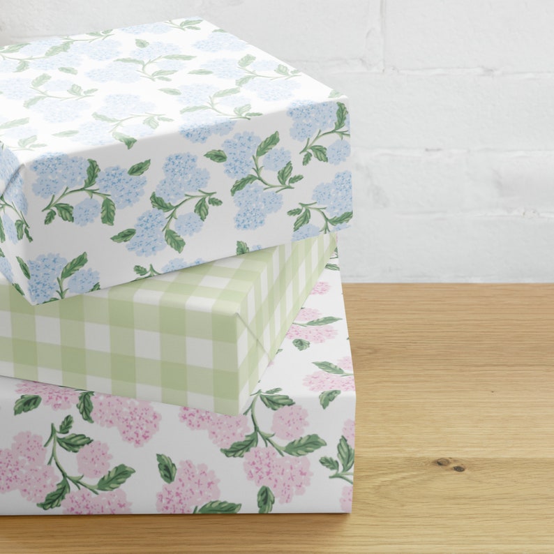 blue hydrangeas wrapping paper floral and pretty Baby Blue Hydrangeas Wrapping Paper, Floral Girly Preppy Gift Wrap (Baby Shower, Wedding, Bridal, Birthday Party, Valentines)